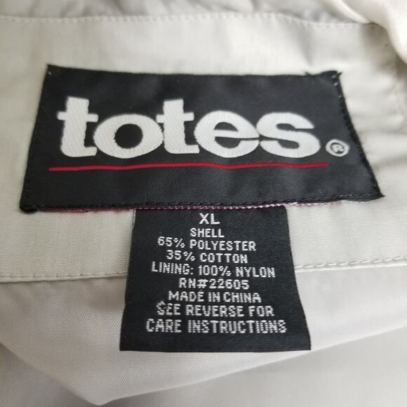 Totes Jacket Light Gray Many Pockets Self Storing Hood Adj Waist Like New! XL - Picture 5 of 8